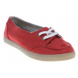 Reef Red Canvas Linen Deckhand Flats